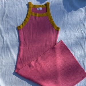 Pink Lily Pink and Yellow Sleeveless Dress